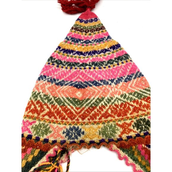 Vintage Antique Chullo Hand Knit Hat Andes Peru C 1900 main image 7